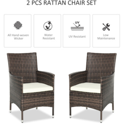 Outsunny Set of 2 Rattan Arm Chairs - Size: 1 Seater - Brown - Wilko - thumbnail 5