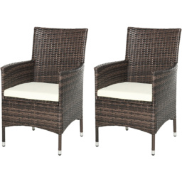 Outsunny Set of 2 Rattan Arm Chairs - Size: 1 Seater - Brown - Wilko - thumbnail 3