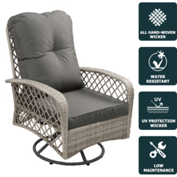 Furniture One Rattan Garden Swivel Chair - Grey - Wilko - thumbnail 5