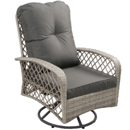 Furniture One Rattan Garden Swivel Chair - Grey - Wilko - thumbnail 3