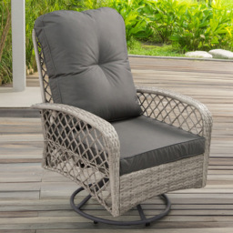 Furniture One Rattan Garden Swivel Chair - Grey - Wilko - thumbnail 1