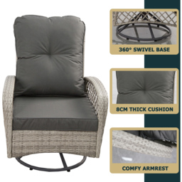 Furniture One Rattan Garden Swivel Chair - Grey - Wilko - thumbnail 4