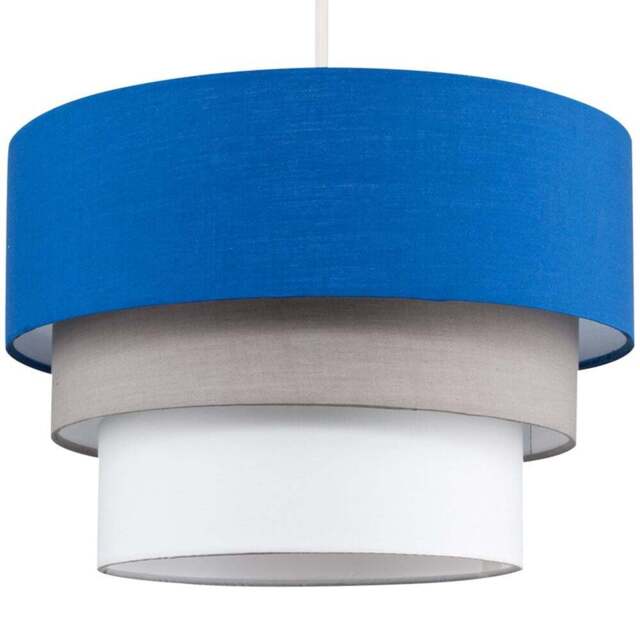 ValueLights Aztec 3-Tier Blue Fabric Ceiling Light Shade - Size: 30 x 20.5 x 30cm - Wilko - image 1