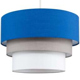 ValueLights Aztec 3-Tier Blue Fabric Ceiling Light Shade - Size: 30 x 20.5 x 30cm - Wilko