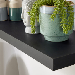 Home Source Cloud 80cm Black Floating Wall Shelf Set of 2 - Size: 3.8 x 23.5 x 80cm - Wilko - thumbnail 4