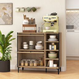 Costway Oak 2 Door 4 Shelf Shoe Cabinet - Size: 91 x 38 x 86cm - n/a - Wilko - thumbnail 5