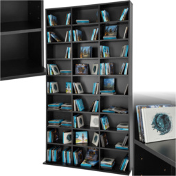 tectake Christel 27 Shelf Black CD Shelf - Size: 180 x 23.5 x 102cm - Wilko - thumbnail 3