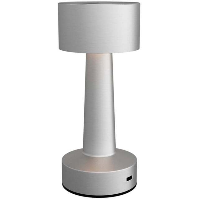 Portland Silver LED Battery Operated Table Lamp - Size: 21 x 9 x 9cm - Wilko - image 1