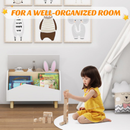Costway White Kids Toy Box with Safety Hinge - Size: 71 x 42 x 13cm - Wilko - thumbnail 6