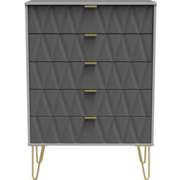 Crowndale Diamond 5 Drawer Matt Shadow and Grey Chest of Drawers - Wilko - thumbnail 4
