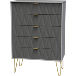 Crowndale Diamond 5 Drawer Matt Shadow and Grey Chest of Drawers - Wilko - thumbnail 3