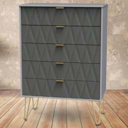 Crowndale Diamond 5 Drawer Matt Shadow and Grey Chest of Drawers - Wilko - thumbnail 1