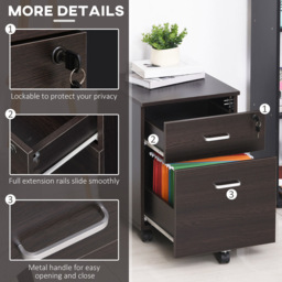 Vinsetto Black 2-Drawer Filing Cabinet - Size: 40 x 44 x 54.6cm - Wilko - thumbnail 6