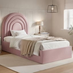 Flair Ava Single Pink Velvet Ottoman Bed - Wilko - thumbnail 1