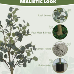 Portland Artificial Silk Eucalyptus Plant 120cm 2 Pack - Size: 120 x 15 x 15cm - Green - Wilko - thumbnail 5