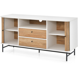 Costway 2 Door 2 Drawer Single Shelf White Mid Century Modern Buffet Sideboard - Size: 150 x 45 x 74cm - Wilko - thumbnail 3