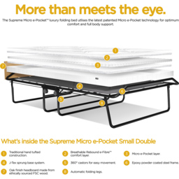 Jay-Be Supreme Small Double Automatic Folding Bed with Micro e-Pocket Sprung Mattress - Black - Wilko - thumbnail 7