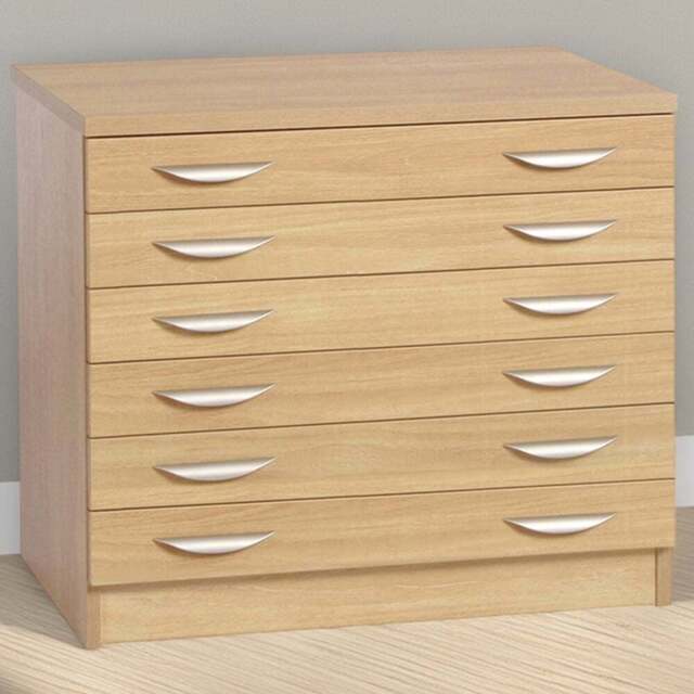R White Cabinets 6 Drawer Brown A2 Plan Chest of Drawers - Wilko - image 1