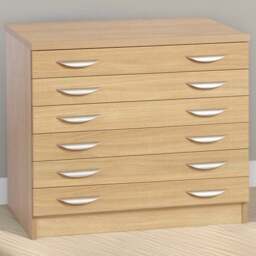R White Cabinets 6 Drawer Brown A2 Plan Chest of Drawers - Wilko - thumbnail 1