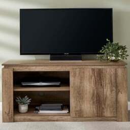 GFW Canyon Single Door 2 Shelf Grey Oak Compact TV Unit - Size: 45 x 108 x 59cm - Wilko