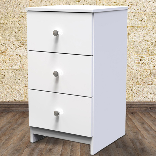 Crowndale Yarmouth 3 Drawer White Bedside Cabinet Ready Assembled - Wilko - image 1