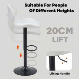 Alivio White Faux Leather Height Adjustable Swivel Bar Stool Set of 2 - Wilko - thumbnail 6