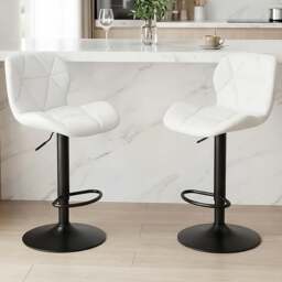 Alivio White Faux Leather Height Adjustable Swivel Bar Stool Set of 2 - Wilko - thumbnail 1