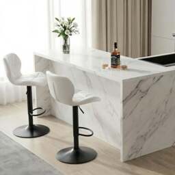 Alivio White Faux Leather Height Adjustable Swivel Bar Stool Set of 2 - Wilko - thumbnail 5