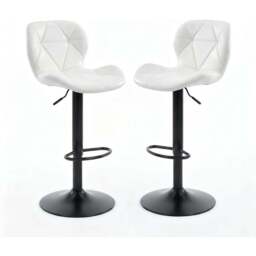 Alivio White Faux Leather Height Adjustable Swivel Bar Stool Set of 2 - Wilko - thumbnail 3