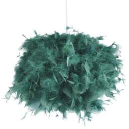 Happy Homewares Forest Green Feather Decorated Pendant Shade Small - Size: 20 x 25 x 25cm - Wilko - thumbnail 1