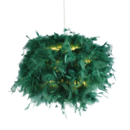 Happy Homewares Forest Green Feather Decorated Pendant Shade Small - Size: 20 x 25 x 25cm - Wilko - thumbnail 3