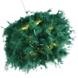 Happy Homewares Forest Green Feather Decorated Pendant Shade Small - Size: 20 x 25 x 25cm - Wilko - thumbnail 6