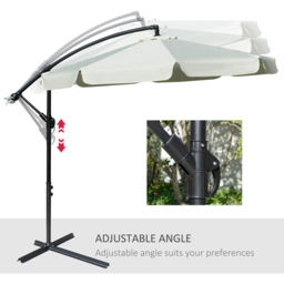 Outsunny Cream White Cantilever Parasol with Cross Base 2.7m - Size: 3m - Wilko - thumbnail 6