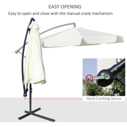 Outsunny Cream White Cantilever Parasol with Cross Base 2.7m - Size: 3m - Wilko - thumbnail 5