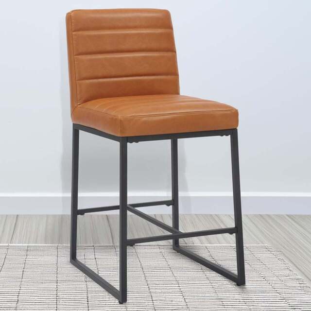 Carlton Set of 2 Real Leather Light Brown Bar Stool - Shankar - Wilko - image 1