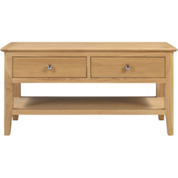 Julian Bowen Cotswold 2 Drawer Oak and Veener Coffee Table - Size: 50 x 100 x 50cm - Wood - Wilko - thumbnail 6