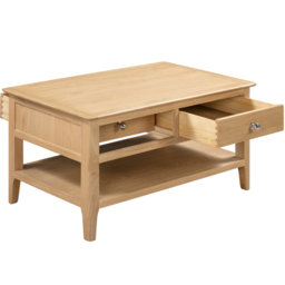 Julian Bowen Cotswold 2 Drawer Oak and Veener Coffee Table - Size: 50 x 100 x 50cm - Wood - Wilko - thumbnail 5