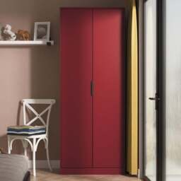 Crowndale Hong Kong 2 Door Red Matt Tall Wardrobe Ready Assembled - Wilko