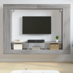 vidaXL 12 Shelf Grey Sonoma Wall Mounted TV Cabinet - Size: 113 x 152 x 22cm - Wilko