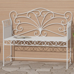 Outsunny 2 Seater White Garden Bench - Cream - Wilko - thumbnail 1