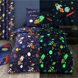 Velosso Single Space Glow In Dark Duvet Set - Blue - Wilko - thumbnail 1