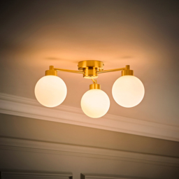ValueLights Jonah Brushed Gold 3 Arm Globe Ball Shade Flush LED Ceiling Light - Size: 19 x 37 x 40.5cm - Wilko - thumbnail 3