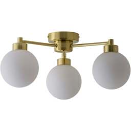 ValueLights Jonah Brushed Gold 3 Arm Globe Ball Shade Flush LED Ceiling Light - Size: 19 x 37 x 40.5cm - Wilko - thumbnail 1