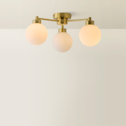 ValueLights Jonah Brushed Gold 3 Arm Globe Ball Shade Flush LED Ceiling Light - Size: 19 x 37 x 40.5cm - Wilko - thumbnail 6