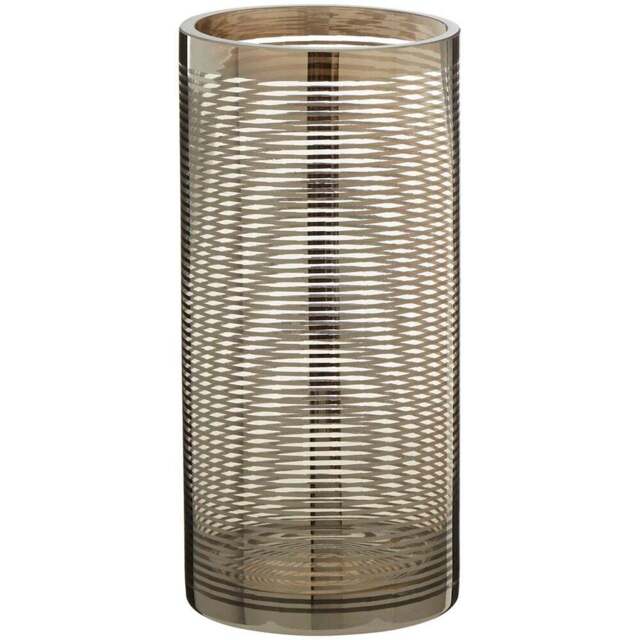 Premier Housewares Silver Raya Nickel Stripe Glass Vase - Size: 12 x 12 x 25cm - Wilko - image 1