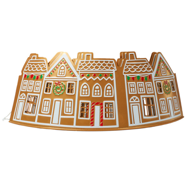LED Gingerbread House Tree Skirt Brown and White - Wilko - image 1