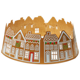 LED Gingerbread House Tree Skirt Brown and White - Wilko - thumbnail 4