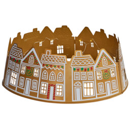 LED Gingerbread House Tree Skirt Brown and White - Wilko - thumbnail 5