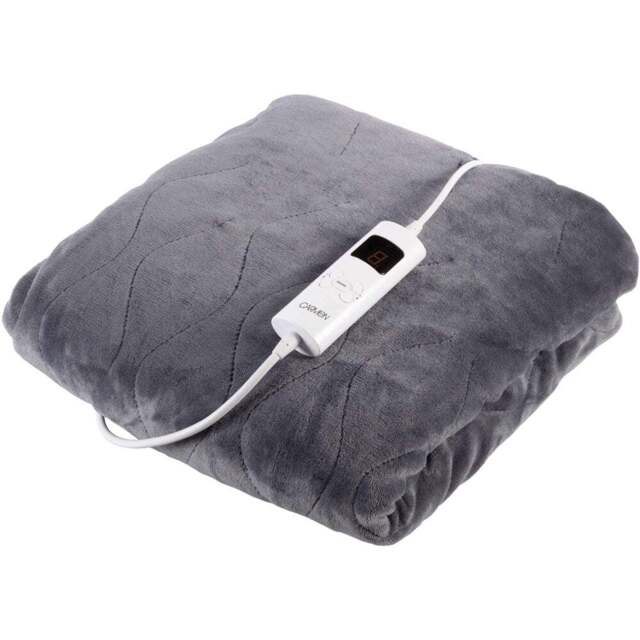 Carmen Grey Fleece Electric Heated Throw Over Blanket 160 x 130cm - Size: 160 x 130 x 1cm - Wilko - image 1