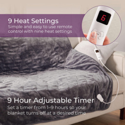 Carmen Grey Fleece Electric Heated Throw Over Blanket 160 x 130cm - Size: 160 x 130 x 1cm - Wilko - thumbnail 6